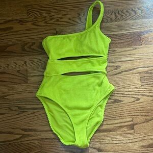 One shoulder, one piece bathing suit